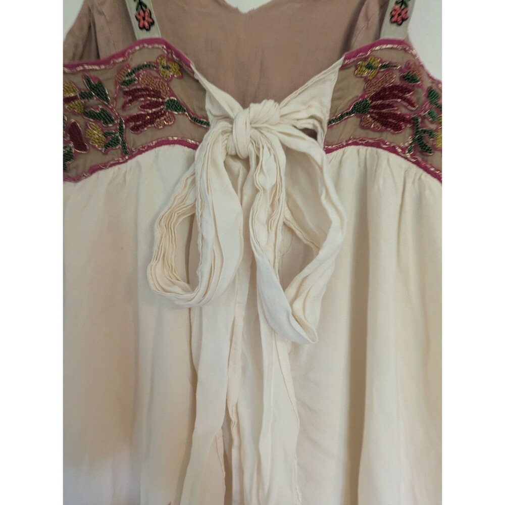 Anthropologie Zehavale Norrbotten Dress Copper Red Pink Embroidery Beaded Size 6 - Picture 7 of 11